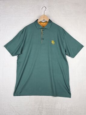 Horn Legend Baylor Cross Hatch Bamboo Charcoal Polo Mens L Green